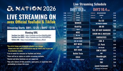 “a-nation 2026”, Salah Satu Festival Musik Terbesar Jepang, Siarkan Pertunjukan Secara Gratis di YouTube dan TikTok Avex